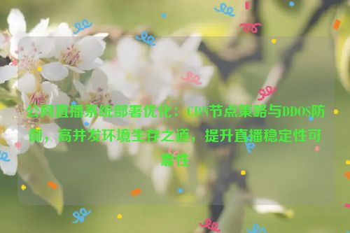 公网直播系统部署优化：CDN节点策略与DDOS防御，高并发环境生存之道，提升直播稳定性可靠性