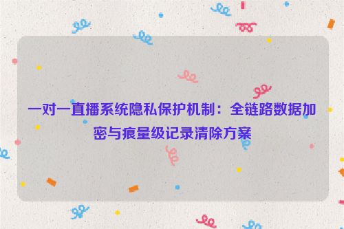 一对一直播系统隐私保护机制：全链路数据加密与痕量级记录清除方案